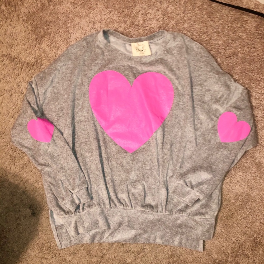 FANTASTIC FAWN pink heart velour sweatshirt✨